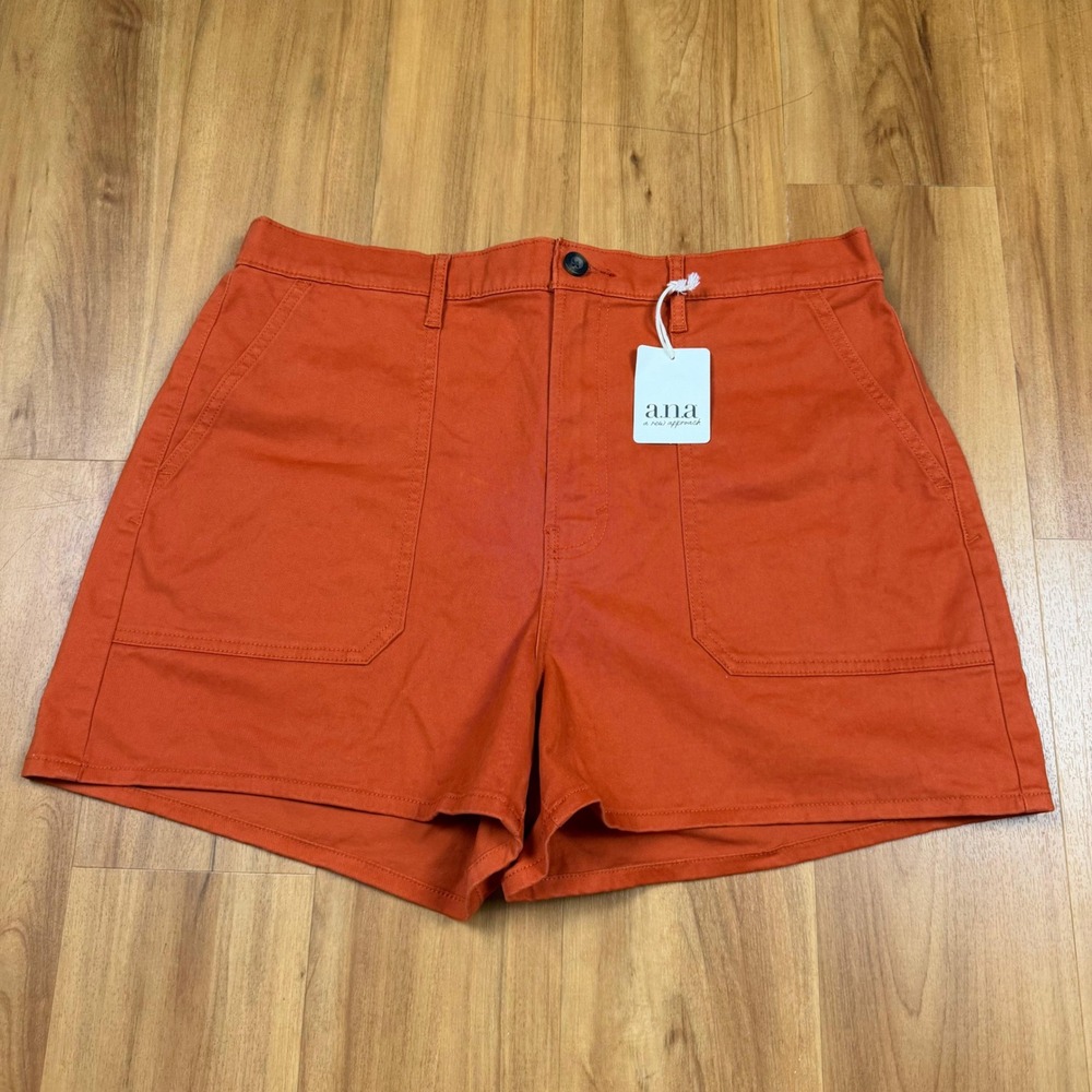 a.n.a Autumn Orange High Rise Utility Shorts Size 16 NWT